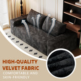 63" Cloud Loveseat Sofa - Boneless Deep Seat 2-Seater, No Assembly Foam Floor Couch, Plush Corduroy Fabric, Modern Living Room Sofa for Small Space Apartment, Bedroom, Office (Black, 63") Klwenas Maec