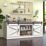 Kurapika Farmhouse TV Stand and Entertainment Center for TV Up to 75 Inch, with Adjustable Shelf and Sliding Barn Doors, Media Furniture with Storage Cabinet and Console Table, 67 Inch, White Kurapika