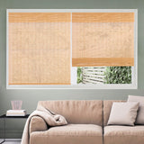 CHEFRU Cordless Bamboo Window Roman Shades, Almond, Indoor/Outdoor Privacy Cordless Wood Window Shades Blinds CHEFRU