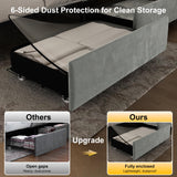 Queen Led Bed Frame with 4 Storage Drawers, with Smart Control RGBW LED Lights Headboard Footboard, Control DIY Color, Box Spring Optional, Velvet Grey WoodArtSupply