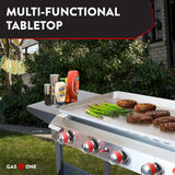 Gas One Flat Top Grill with 4 Burners – Premium Propane Grill with Outdoor Grill Cart – Stainless Steel Auto Ignition Camping Grill Outdoor Griddle – Easy Cleaning Grills Outdoor Cooking Propane Gas One