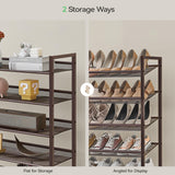 Nunsino Shoe Rack, Long Shoe Organizer,Max Holds 62 Pairs,10 Tier Metal Shoe Storage Shelf,5-Tier Stackable Shoes Organizer for Garage, Entryway,Bronze Nunsino