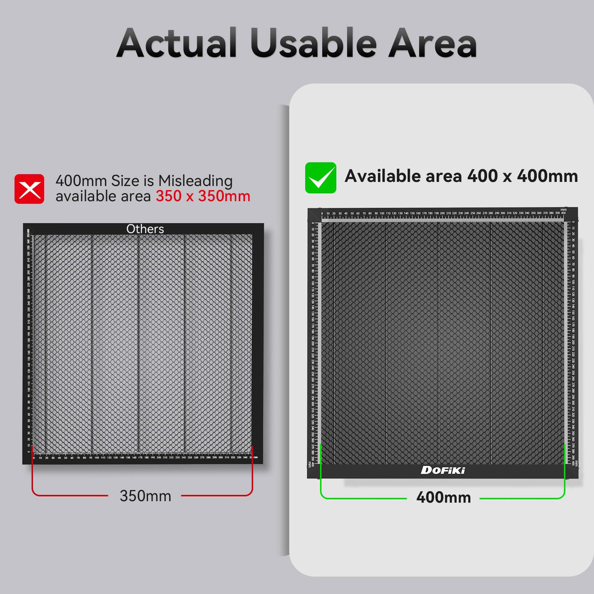 Dofiki Steel Honeycomb Laser Bed 400 x 400mm Honeycomb for A5 Pro, Master 2, RAY5, LE400PRO, Z1, B1, B2, L1, L2 and Most Laser Engraver Cutter, 15.7" x 15.7" (0 0) Origin Top Left Dofiki