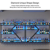 Wine Rack Wall Mounted Bar Shelves with Hanging Wine Glass Holder Rack and LED Light Liquor Bottle Display Shelf Floating Bar Shelves Whiskey Shelf Kitchen Wall Cabinet for Home Bar Cafe Dining Room ( JOSIAHCQ