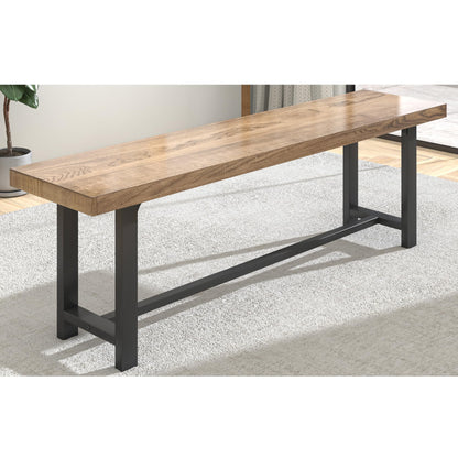 chartustriable 60inch Solid Wood Dining Bench for 2 3 4 Person,Brown Kitchen Table Bench w/Strong Metal Legs,5Ft Long Wooden Benches for Farmhouse Rustic,Bench w/Wood Top Seat for Dining Room - WoodArtSupply