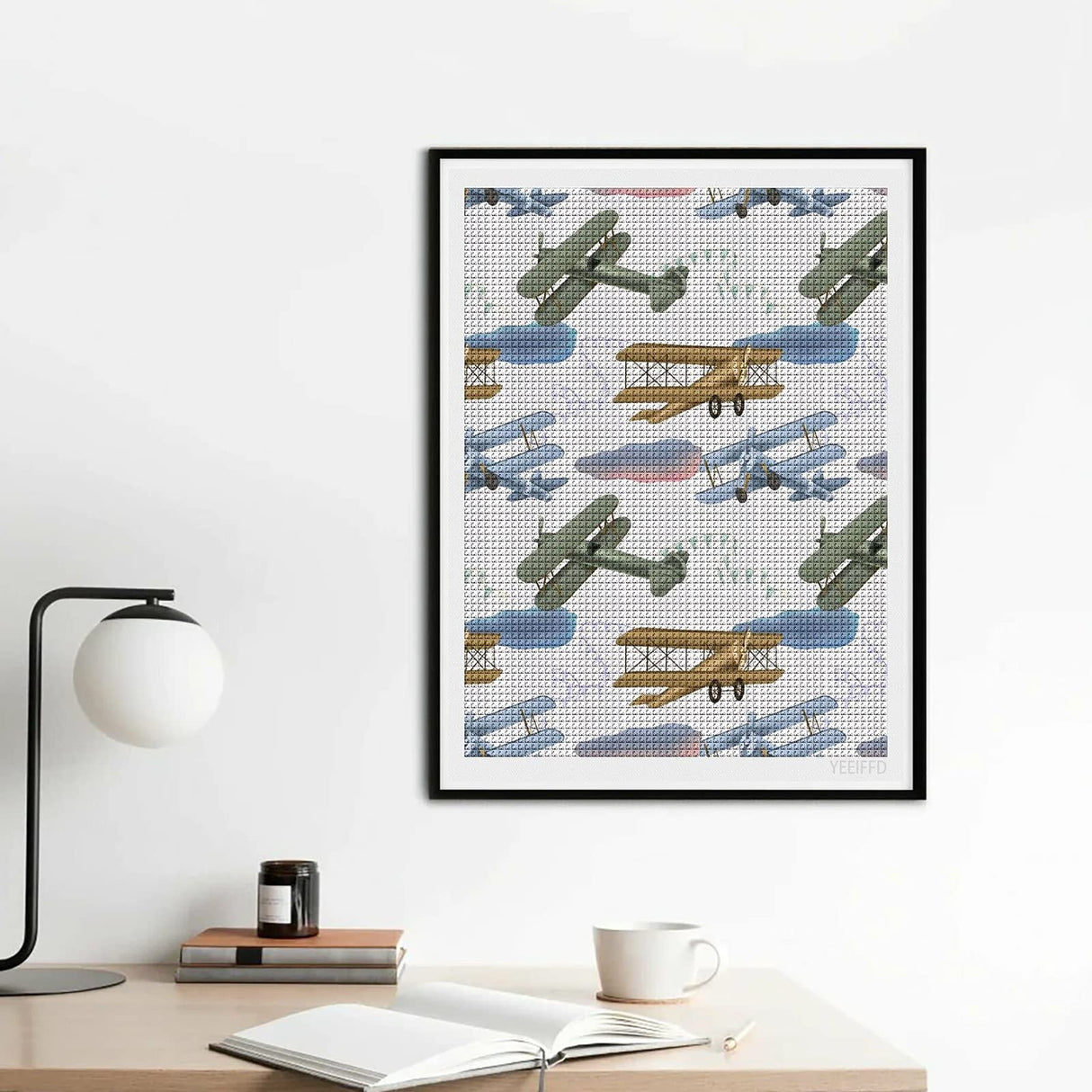 Retro Airplanes DIY 5D Diamond Painting Kits for Adults and Kids, Full Drill Crystal Rhinestone Diamond Art Gem Painting for Home Wall Decor 12"x16" YEEIFFD