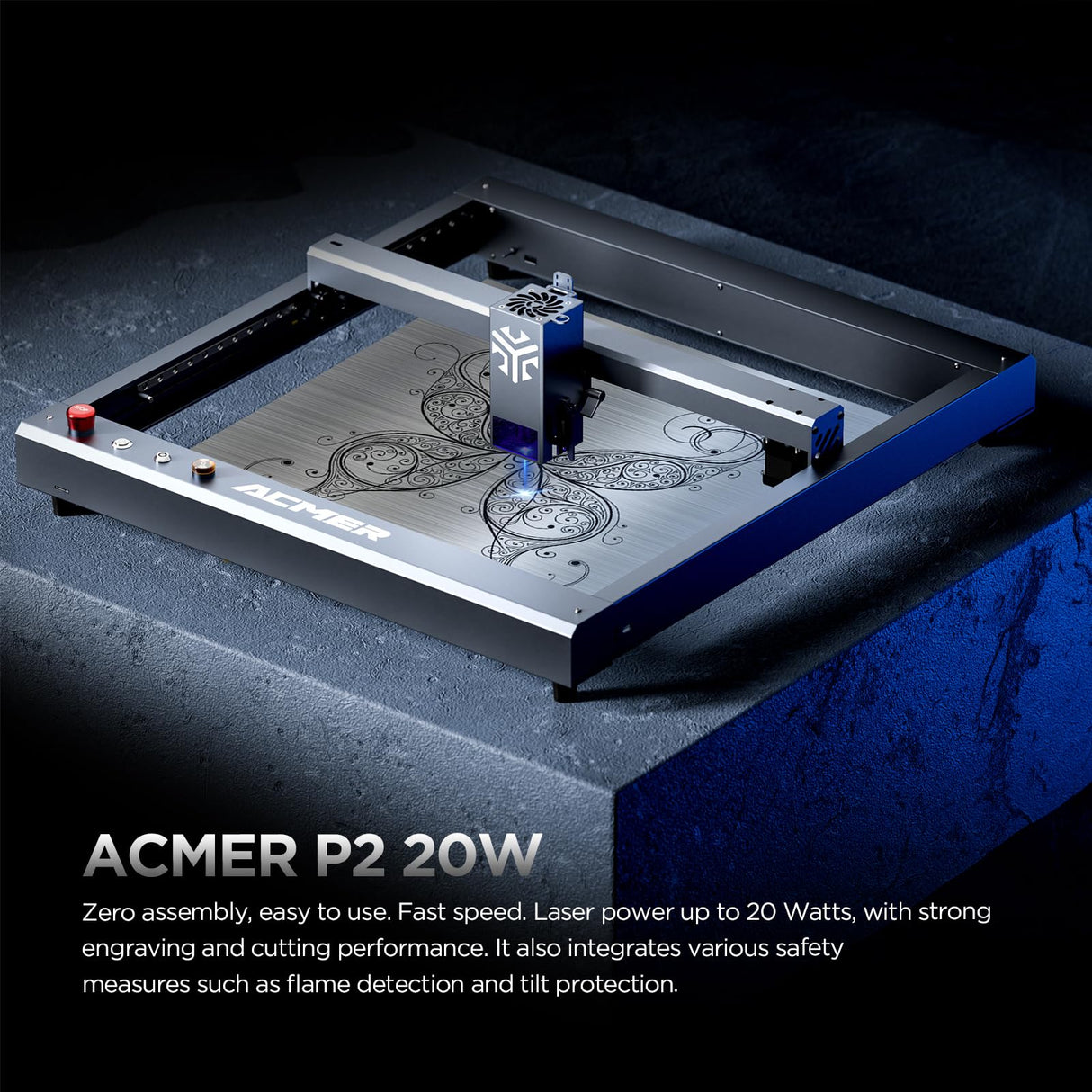 ACMER P2 Laser Engraver, 20W Output Laser Cutter, Laser Engraving Machine, CNC Laser Cutter and Engraver Machine Class 4 for Stainless Steel, Wood, Metal, Acrylic, Leather (P2 Laser 20W) ACMER