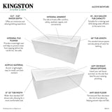 Aqua Eden VTAM6032L21TS 60-Inch Acrylic 2-Wall Corner Alcove Tub with Left Hand Drain, White Kingston Brass