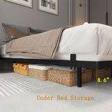 Muluflower Queen Size Floating Bed Frame with LED Lights and Charging Station, Modern Metal Design Muluflower