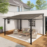 Garvee 10x12 Ft Outdoor Lean to Gazebo, Wall Mounted Patio Hardtop Gazebo Pergola with Polycarbonate Roof, Upgraded Steel Frame Hardtop Pavilion for Patio, Garden, Lawn, Deck Garvee