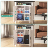 Suadism 20 Gallon Aquarium Stand With Charging Station, Farmhouse Fish Tank Stand, Reptile Tank Stand Terrarium Stand with Drawer and Cabinet Storage, Sturdy Heavy Duty 27.6"×15.7" Tabletop - White Saudism