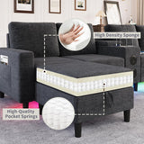 ZSDT Sectional Couches for Living Room, 6 Seat Sectional Sofa Smart Module-Bluetooth Speaker/RGB Light/Charging Station, Chenille U Shaped Couch with 2 Movable Storage Ottomans (Dark Grey) ZSDT