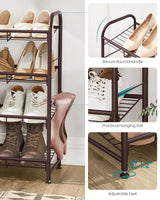 SONGMICS Shoe Rack, 4 Tier Shoe Organizer for Closet, Holds up to 16 Pairs of Shoes, Shoe Rack for Front Door Entrance, Metal Shoe Shelf with Adjustable Tilt Angle, for Entryway, Garage, Bronze SONGMICS