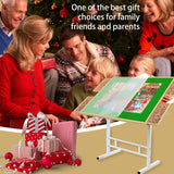 1500 Pieces Puzzle Table with Legs Portable Jigsaw Puzzle Table with Drawers Angle & Height Adjustable Puzzle Tables for Adults Tilting Folding Puzzle Board Table Birthday Gifts for Women & Men QUTMISAMY