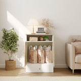 Cat Litter Box Enclosure Furniture Hidden - Indoor 3-in-1 Wooden Cat House & Washroom Cabinet with Scratching Board Doors, Shelf and Feeder Bowls, 23.6”x17.7”x32.7”H Faceket