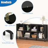 NewBeth 8-Cube Bookcase, Farmhouse Wooden Bookshelf Low Storage Organizer, 59" Horizontal Black Console with Legs, Hallway Book Case for Entryway, Display Cabinet for Living Room (Black, 8-Cube) NewBeth