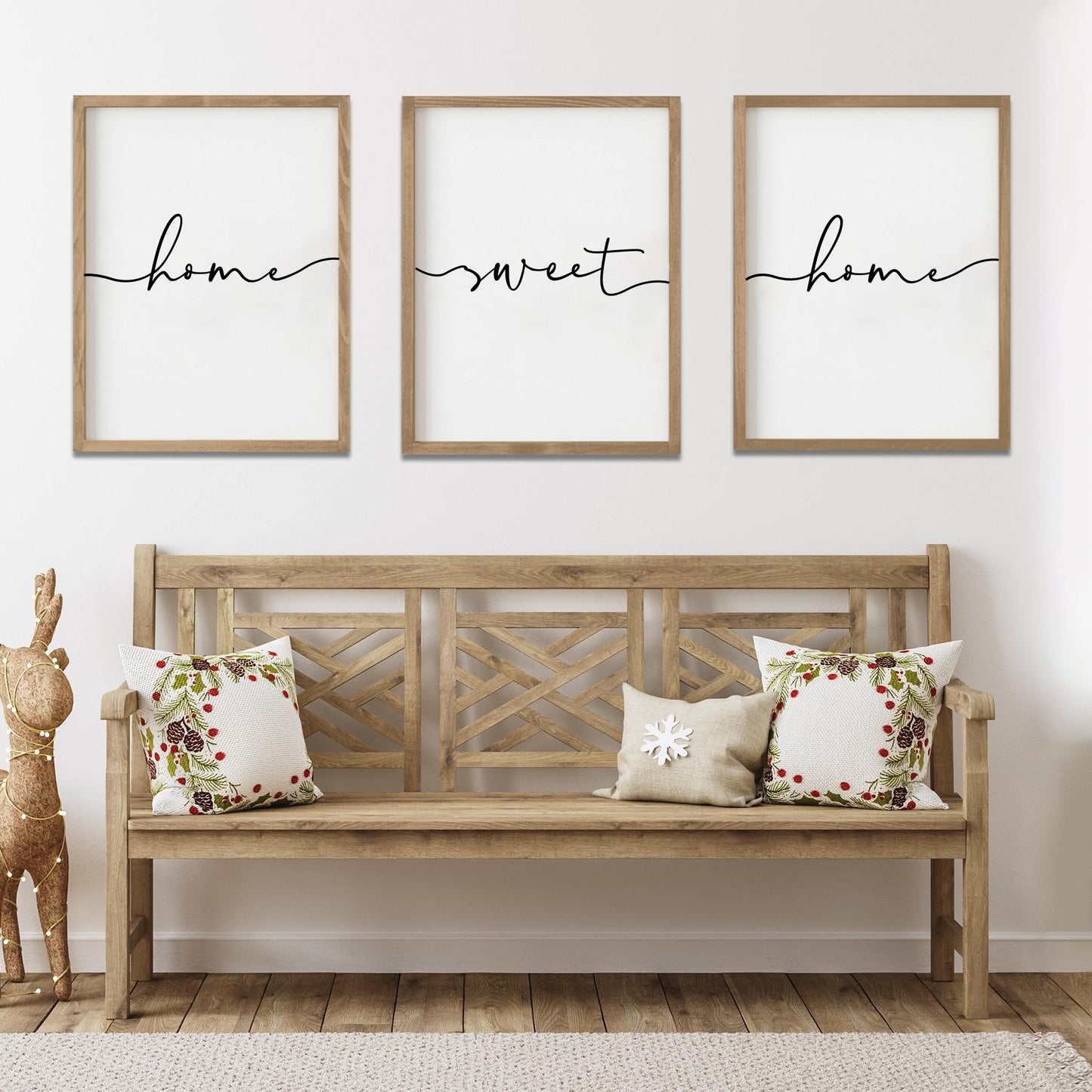 Heiple Set of 3 Framed Farmhouse Home Sweet Home Sign 11"x14" Above Bed Wall Decor for Bedroom Decor and Living Room Wall Art Wood Signs (Brown, 11''x14)