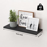 WOPITUES Wood Floating Shelves Set of 6, Shelves for Wall Decor, Farmhouse Shelf for Bedroom, Bathroom Storage Shelves, Book Shelves for Living Room-Black WOPITUES