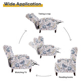 GUEAPY Mid Century Modern Wingback Recliner Chair for Adults, Push Back Upholstered Accent Chair with Floral Fabric, Manual Reclining Armchair for Living Room, Bedroom, Reading Corner (Blue Botanical) GUEAPY