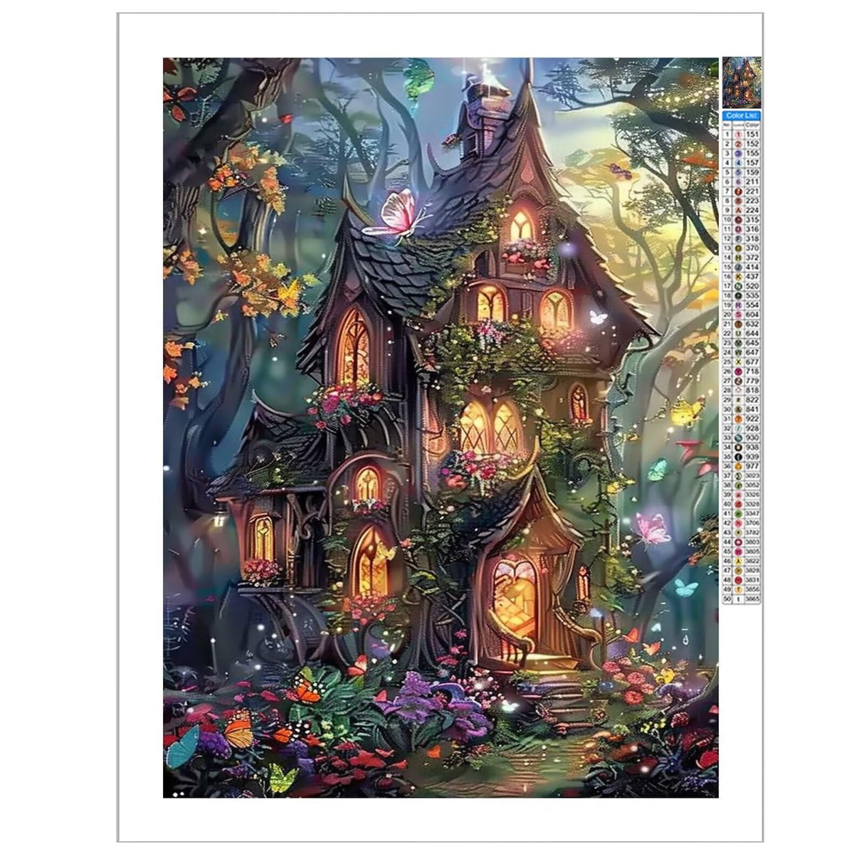 Movstrb Adult Landscape Diamond Painting, Enchanted Cottage 5D Adult Diamond Art Kit, Beginner Full Diamond Diamond Painting Gemstone Art Kit for DIY Crafts 12x18 Inch Movstrb