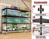 PrimeZone 60" W x 24" D x 76" H Heavy Duty Wire Storage Shelves with Wheels, 4 Tier Adjustable NSF Certified Garage Shelving Unit, Rolling Metal Organizer Shelf Rack for Warehouse, Pantry, 2 Packs PrimeZone