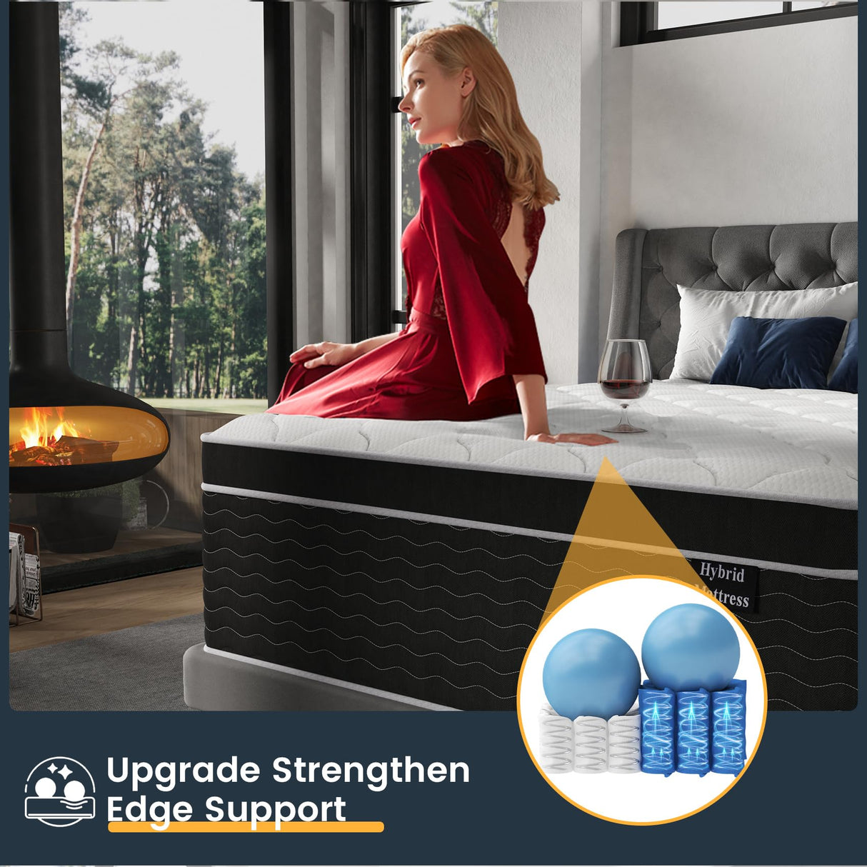 Ruoysun King Size Mattress, 14 inch Hybrid Mattress King, Firm King Mattress with Gel Memory Foam & Independent Pocket Spring, Cooling & Breathable Mattress in a Box, Pressure Relief, Upgraded Support Ruoysun