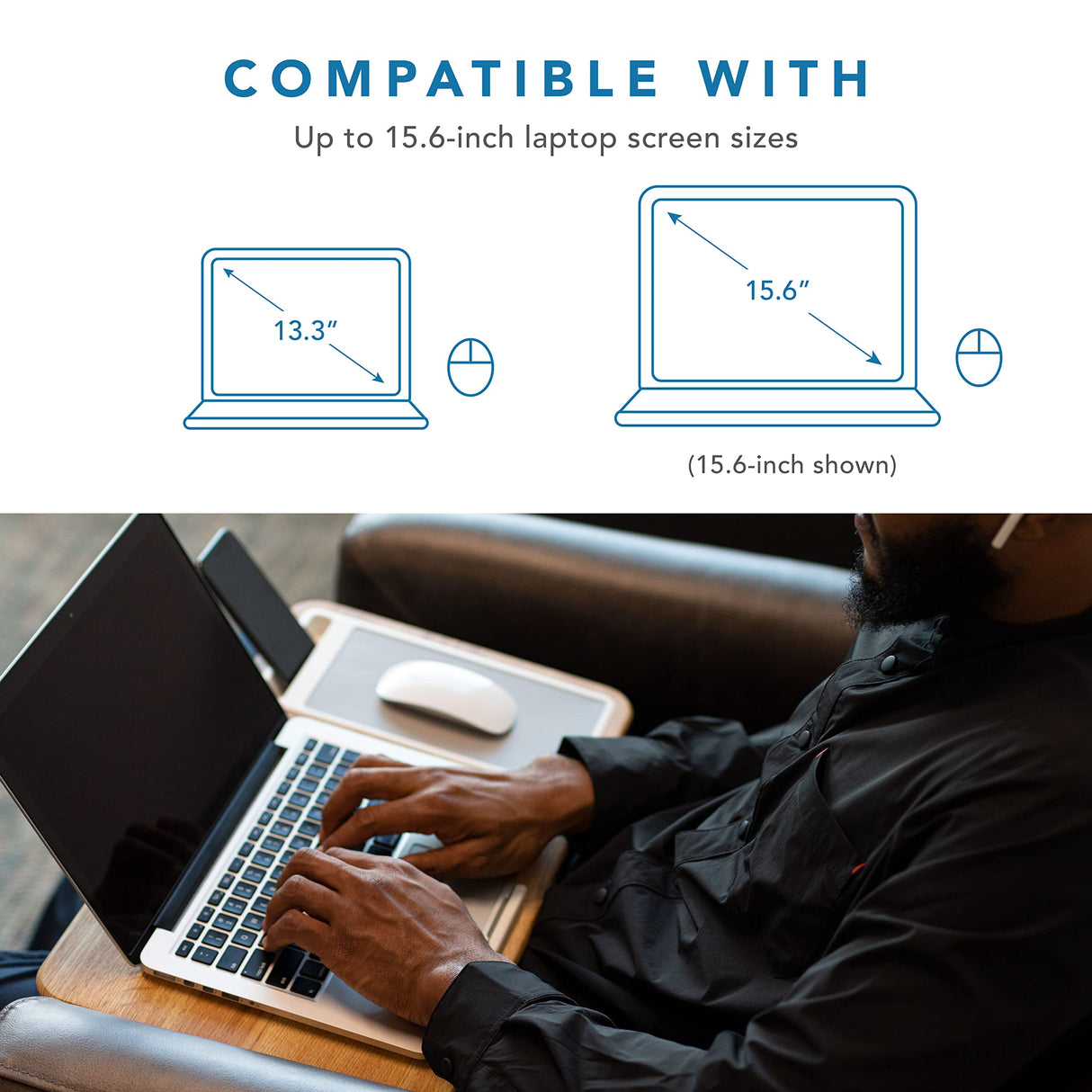 LAPGEAR Home Office Lap Desk with Device Ledge, Mouse Pad, and Phone Holder - Oak Woodgrain - Fits up to 15.6 Inch Laptops - Style No. 91589 LapGear