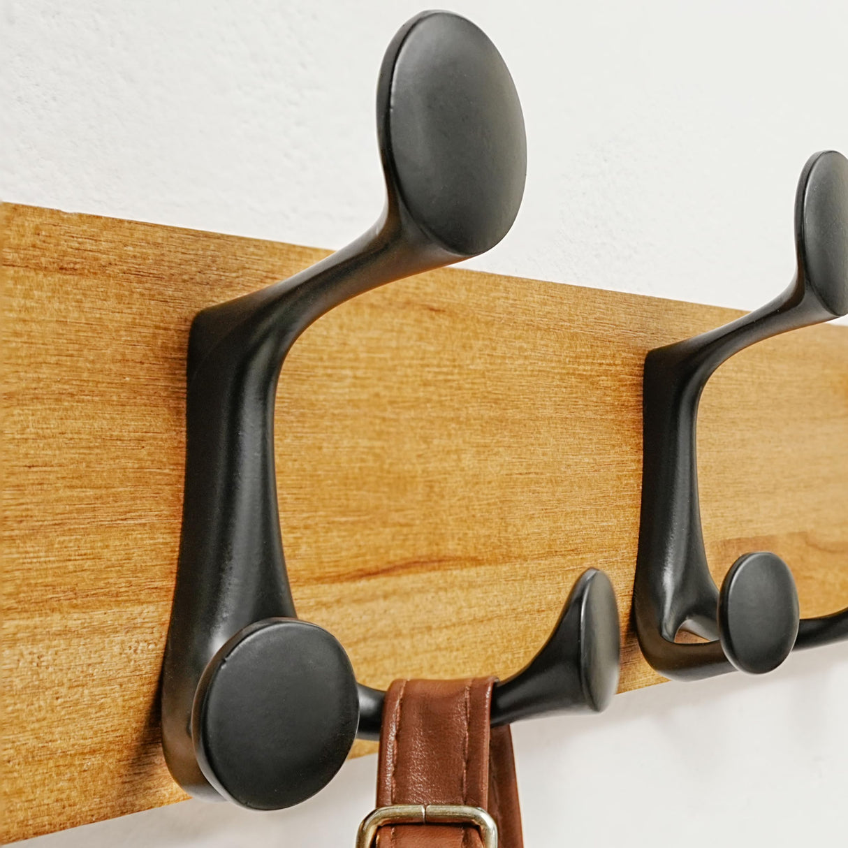 SKOLOO 24-Inch Light Brown Wood Coat Rack Wall Mount with 5 Triple Hooks - Ideal for Family Entrances, Classrooms, and Pet Supplies Storage - Perfect Coat Hooks for Wall SKOLOO