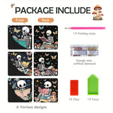 INCOK Skull Diamond Art Bookmarks - 6 Pcs DIY Diamond Painting Corner Bookmarks Kits Double Side Art Craft Supplies Birthday The Day of Dead Gift for Adults Beginners Book Lovers Skull Lovers Mexicans INCOK