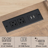 Lerliuo Record Player Stand with Charging Station Holds Up to 220 Albums, Large Turntable Stand with 4 Cabinet, Mid-Century Record Player Table,Oak Vinyl Holder Storage Shelf for Bedroom Living Room Lerliuo