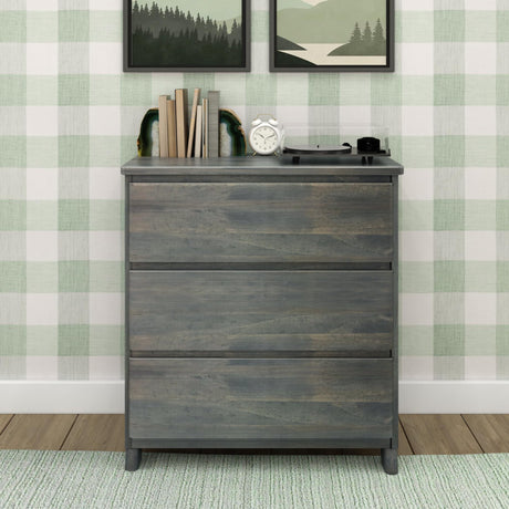 Max & Lily Modern Farmhouse, 3 Drawer Dresser, Driftwood Max & Lily