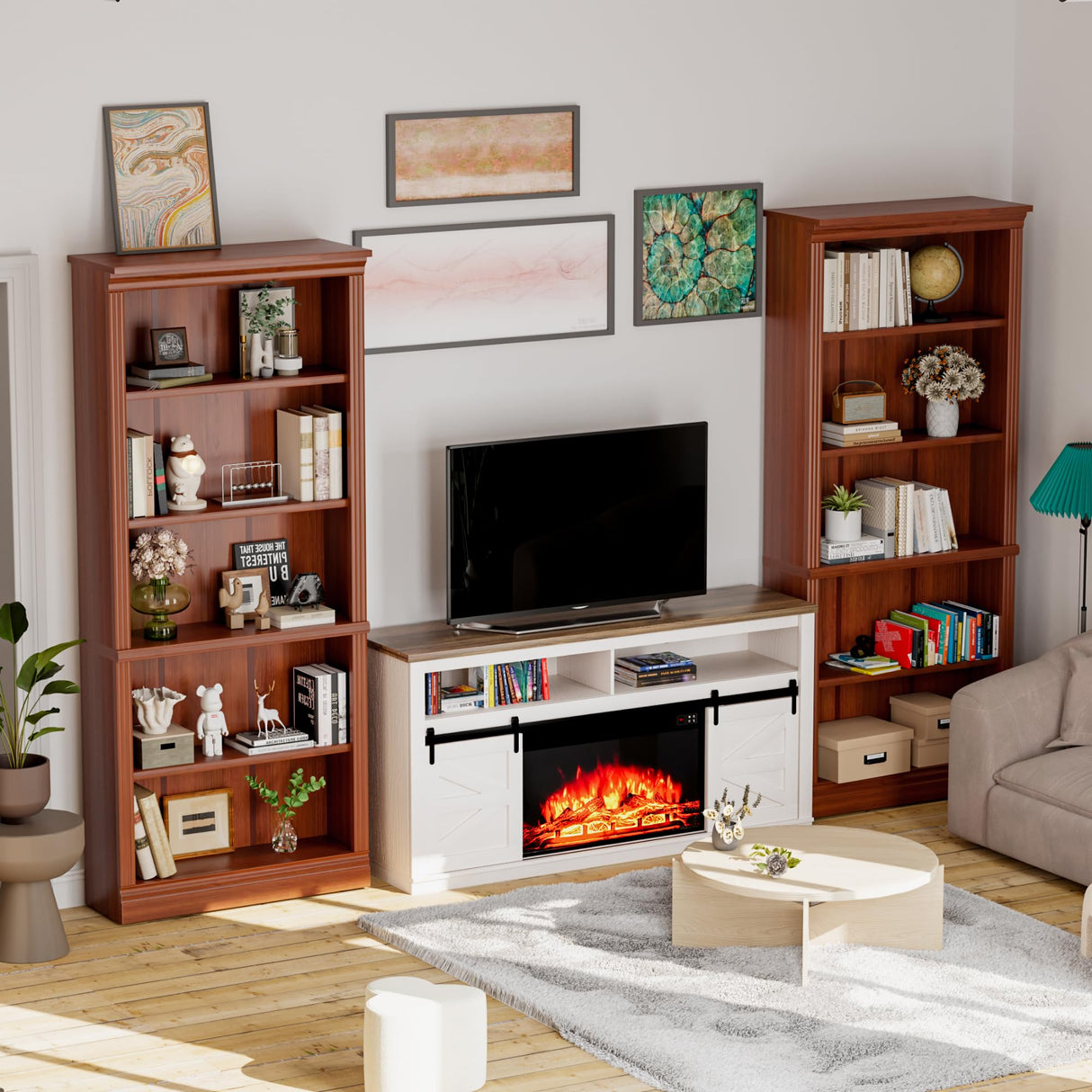 YESHOMY 72" Bookcase and Bookshelf, 5-Tier Wood Bookcases with Shelves, Tall Floor Standing Book Shelf Storage Cabinet Home Decor Furniture for Living Room, Home Office, Brown, 1 PCS YESHOMY