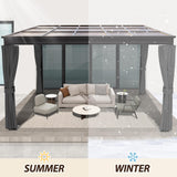 Raysfung 10' x 13' Polycarbonate Hardtop Gazebo,Wall Mounted Gazebo with Aluminum Frame Lean to Gazebo Pergola with Sloping Roof for Outdoor, Backyard, Patio Raysfung