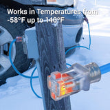 Clear Power 100 ft 14/3 SJTW -50°C Extreme Cold Weather Outdoor Indoor Extension Cord, Blue, Grounded Plug and Lighted Connector, Ideal for Snow Blowers and Power Tools, DCOC-0078-DC Clear Power