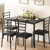 GarveeHome Kitchen Dining Room Table Chair Set for Small Space, Indoor Modern Dinette Set, Square Dinner Table Set for Dinette, Breakfast (Black, Dining Table with 4 Chairs) GarveeHome