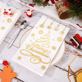 Whaline 80Pcs Christmas Guest Napkins Gold Foil 3 Ply Disposable Paper Pack Xmas Tree Snowflake Pattern Dinner Hand Towel Napkin for Xmas Party Winter Holiday Wedding Birthday Table Decorations Whaline