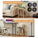 LELELINKY 2-Tier Bamboo Record Player Stand with Vinyl Record Storage up to 100 Albums, Bedroom Record Holder and Multi-Functional End Table for Living Room, Natural LELELINKY