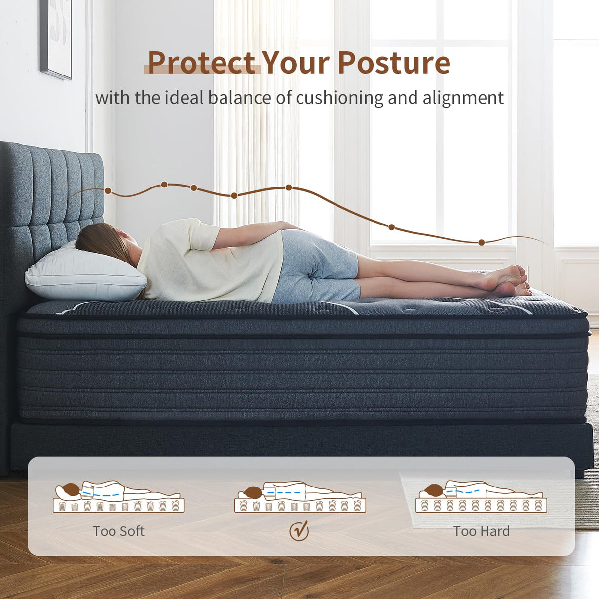 Queblox King Mattress, 12 Inch Hybrid Mattress in a Box, Medium Firm, Memory Foam and Individual Pocket Springs for Pressure Relief, CertiPUR-US Certified Queblox