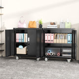 Greenvelly Metal Cabinet with Wheels,Black Rolling Storage Cabinet with Locking Doors and Adjustable Shelves,Small Metal Garage Storage Cabinet with Wheels for Home,Kitchen,Office,Warehouse(36”H) Greenvelly