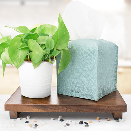 kulusion Walnut Wooden Pedestal Stand, Farmhouse Wood Tray for Kitchen Bathroom Counter Decor, Rustic Display Riser for Soap,Bottle,Plant Etc (Large & 12 x 7 x 1.57'') kulusion