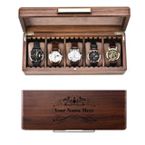 Shanik Wooden Watch Box for Men - Personalized Storage with 5 Slots for Watches, Soft Velvet Pillows, Natural Acacia Wood (Wooden Watch Box/Without Engraving) Shanik