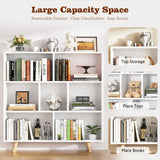 Shintenchi Wooden 7 Cube Bookshelf, 3 Tier Bookcase with Legs, Modern Open Storage Organizer Shelf,Display Cabinet Shelf Free Standing Bookshelves for Bedroom,Living Room,Office,White Shintenchi