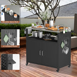 Outdoor Grill Table with Storage, Outdoor Grill Cart for BBQ, Patio, and Backyard, Outdoor Kitchen Island with Stainless Steel Top, 44.88 x 18.11 x 35.43 inch Samesay