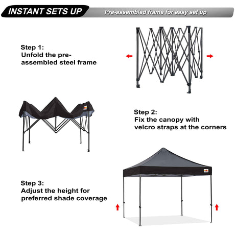 ABCCANOPY Patio Pop Up Canopy Tent 10x10 Commercial-Series (Black) ABCCANOPY