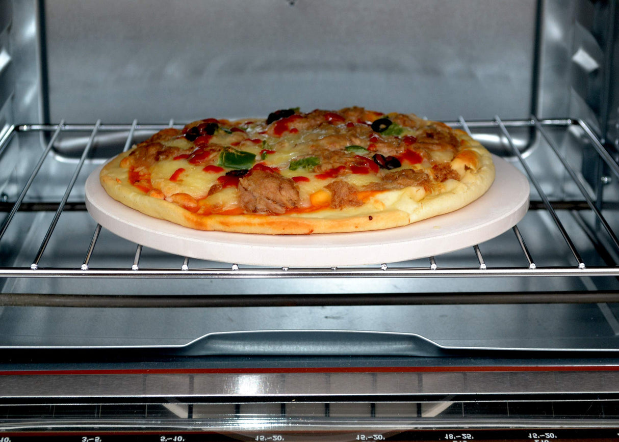 GGC 16 inch Pizza Stone for Ovens, Grill and BBQ to Cook Perfect Crispy Crust Pizza, Bread and Cookies at Home and Outdoor, Smooth Round Shape Pizza Stone Distributes Heat Evenly GGC