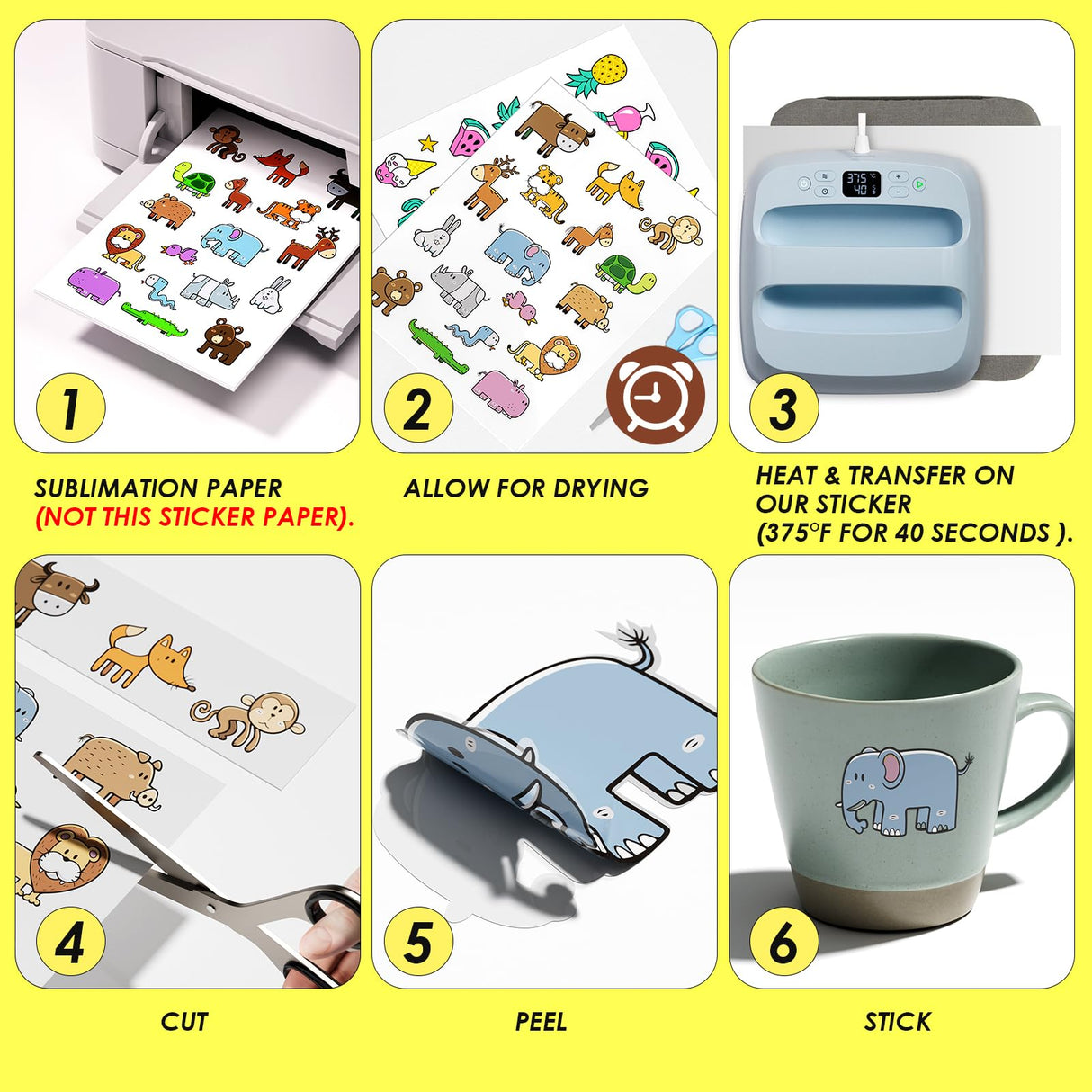 CreGear Sublimation Sticker Paper, 15 Pcs Waterproof Glossy White Sublimation Transfer Sticker Paper 8.5 x 11 Inch for Custom Stickers, Coasters, Decals, Labels CREGEAR