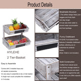 HYLEHE Fruit Basket Holder Vegetable Stand Bread Racks,2 Tier Farmhouse Standing Wooden Organizer,Classic Pastoral Food Basket for Kitchen,Office,Dining Room and Guest Room (Need Assemble) HYLEHE