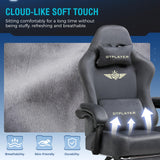GTPLAYER Gaming Chair Fabric with Pocket Spring Cushion, Big and Tall Gaming Chair 350LBS High Back Computer Chair with Footrest for Adults Lumbar Support Swivel Game Chair for Office Gaming Gray GTPLAYER