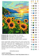 Sunflowers Paint by Number, Sunflower Ocean Paint by Numbers Kit for Adult, Sea at Sunset Poster Wall Art, Mountain DIY Acrylic Painting, Flowers Home Living Room Wall Decor(16x20inch, No Frame) zouewit