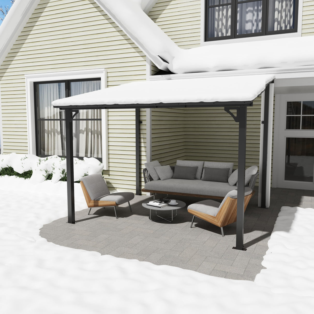 OC Orange-Casual 8x10 FT Patio All-Iron Gazebo,Hard Top Lean to Gazebo Pergola with Roof,Wall Mounted Heavy Duty Awnings, for Outdoor, Backyard, Deck OC Orange-Casual